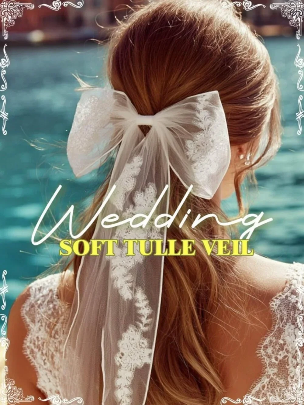 Elegant Bridal Hair Bow Clip - Lace Floral Wedding Accessory for Women